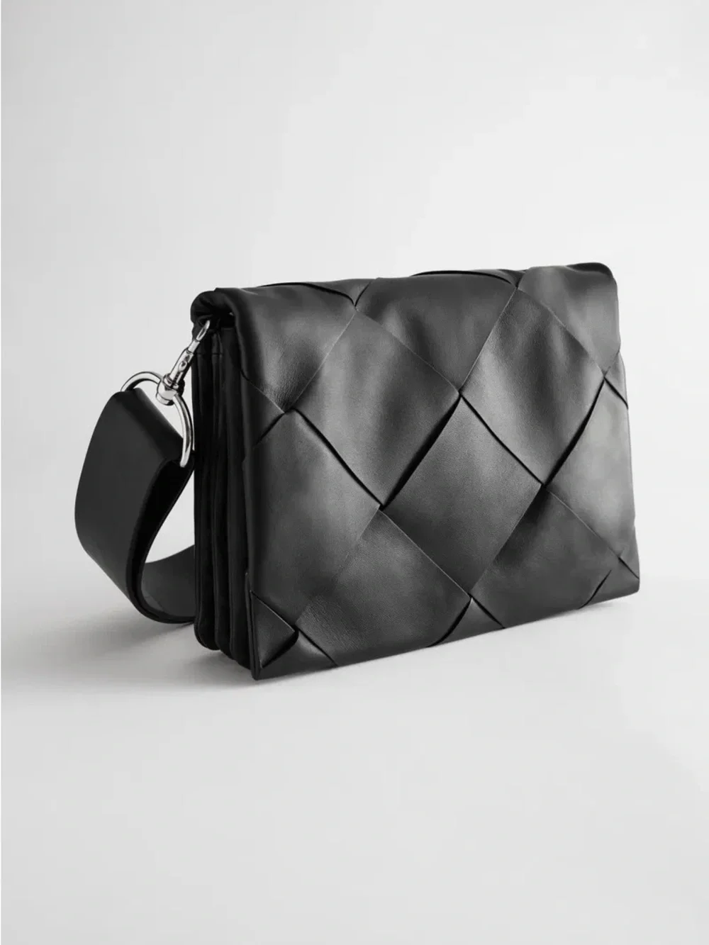 And Other Stories 100% Leather Diamond Braided Crossbody Bag